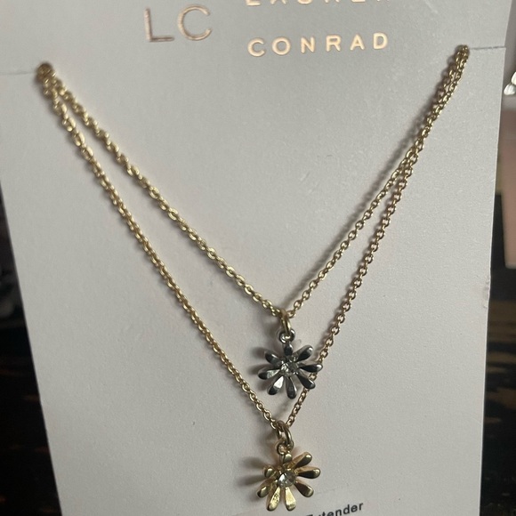 Gold and Silver Flower Pendant Necklace Set, necklace For Women, necklace - Picture 7 of 7